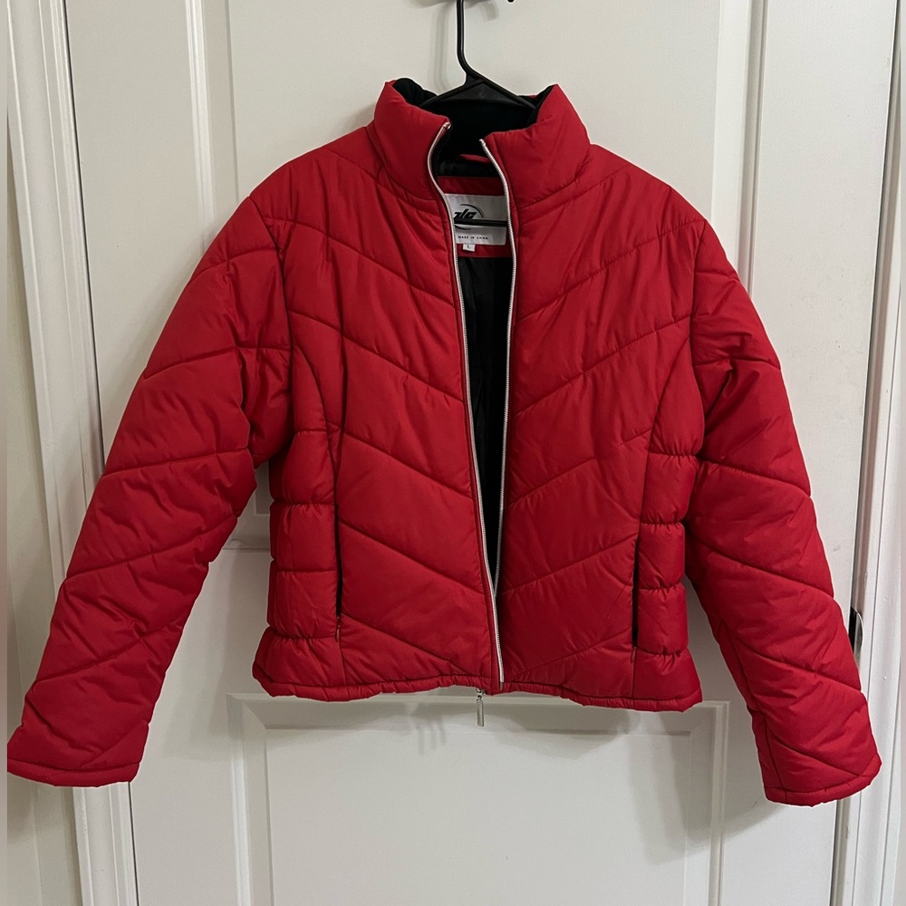 ZLC Collections Women’s Petite Large Puffer Jacket in Red